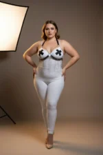 Plus Size White Women's Harness Set with Chain Detail Leather Fancy Accessory - SH477 - Image 2