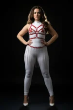 Plus Size White Skirt with Chain Detail Leather Body Accessory - SH496 - Image 3