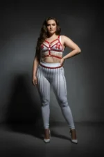 Plus Size White Skirt with Chain Detail Leather Body Accessory - SH496 - Image 4