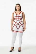 Plus Size Women's Harness Set with Chain and Ring Details, Fancy Leather - SH502 - Image 2