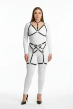 Plus Size Black Women's Harness Set Full Body with Ring Detail Body Accessory - SH507