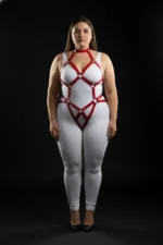Plus Size Red Women's Harness Set Sexy Leather Accessory with Ring Detail - SH514 - Image 3
