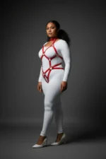 Plus Size Red Women's Harness Set Sexy Leather Accessory with Ring Detail - SH514 - Image 4