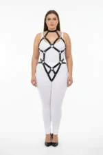 Plus Size Black Women's Harness Set with Leather Ring Detail Fantasy Body Accessory - SH514 - Image 2