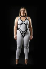 Plus Size Black Women's Harness Set with Leather Ring Detail Fantasy Body Accessory - SH514 - Image 3
