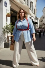 Plus Size Red Women's Belt, Thick Leather Harness Body Accessory - SH529 - Image 4