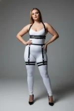 Plus Size Black Women's Leather Garter Harness Upper and Lower Body Accessory - SH537 - Image 4