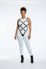 Plus Size Black Women's Body Harness Set, Stylish Fantasy Accessory with Stud Details - SH542