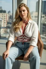 Plus Size Red Women's Belt Harness Style Leather Body Accessory with Metal Details - SH546 - Image 3