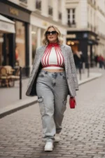 Plus Size Red Women's Belt Corset Style with Metal Details - SH551