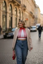 Plus Size Red Women's Belt Corset Style with Metal Details - SH551 - Image 3