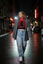 Plus Size Red Women's Belt Corset Style with Metal Details - SH551 - Image 4