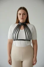 Plus Size Black Women's Belt Body Belt Style Leather Accessory with Ring Detail - SH551 - Image 3