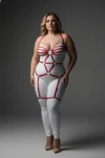 Plus Size Red Women's Garter Harness Full Body Ring Detail Fantasy Accessory - SH568 - Image 2