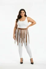 Plus Size Leather-Look Accessory Skirt with Ring Detail - SH579