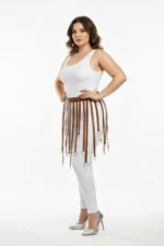 Plus Size Leather-Look Accessory Skirt with Ring Detail - SH579 - Image 2