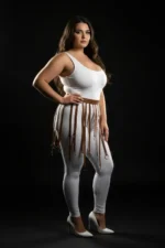 Plus Size Leather-Look Accessory Skirt with Ring Detail - SH579 - Image 3