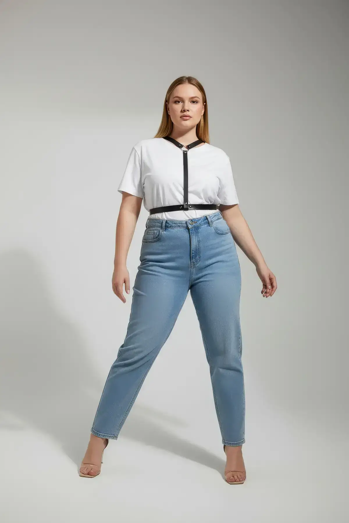 Plus Size Black Women's Belt Harness Leather Accessory - SH599