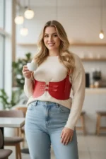 Plus Size Red Women's Leather Belt Corset Model Waist Shaper - SH605