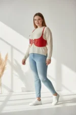 Plus Size Red Women's Leather Belt Corset Model Waist Shaper - SH605 - Image 2