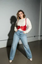 Plus Size Red Women's Leather Belt Corset Model Waist Shaper - SH605 - Image 4