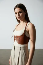 Plus Size Women's Leather Corset with Belt Straps Style Outfit Complement - SH605 - Image 4