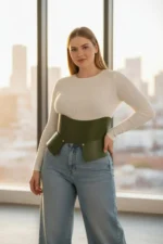 Plus Size Khaki Women's Belt Corset Style Thick Leather Design - SH611 - Image 2