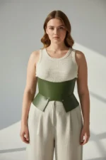 Plus Size Khaki Women's Belt Corset Style Thick Leather Design - SH611 - Image 3