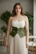 Plus Size Khaki Women's Belt Corset Style Thick Leather Design - SH611 - Image 6