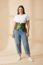 Plus Size Khaki Women's Belt Corset Style Thick Leather Design - SH611 - Image 8