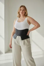 Plus Size Black Women's Leather Corset Belt for Slimming Waist Look - SH611 - Image 2