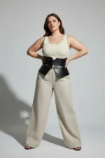 Plus Size Black Women's Leather Corset Belt for Slimming Waist Look - SH611 - Image 8