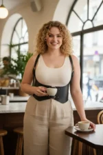 Plus Size Black Women's Leather Corset Belt with Shoulder Straps Outfit Complementary - SH612