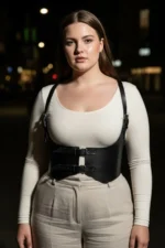 Plus Size Black Women's Leather Corset Belt with Shoulder Straps Outfit Complementary - SH612 - Image 4