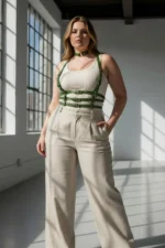 Plus Size Khaki Women's Leather Belt Multi-Buckle Harness Body Accessory - SH615 - Image 4