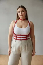Plus Size Red Women's Leather Belt Harness Corset-Look Body Accessory - SH615 - Image 3