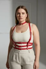 Plus Size Red Women's Leather Belt Harness Corset-Look Body Accessory - SH615 - Image 5