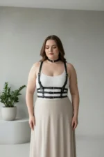 Plus Size Black Women's Leather Harness Corset Belt Style Body Accessory - SH615 - Image 3