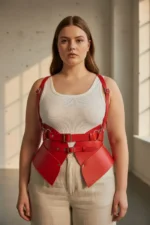 Plus Size Red Women's Belt Corset-Style Leather Harness Body Accessory - SH616 - Image 3