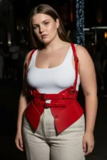 Plus Size Red Women's Belt Corset-Style Leather Harness Body Accessory - SH616 - Image 5