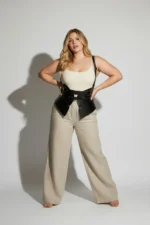 Plus Size Black Women's Leather Corset Belt with Shoulder Straps Waist Shaper - SH616 - Image 4