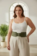Plus Size Khaki Women's Belt Corset Style Three Buckle Waist-Emphasizing - SH618 - Image 3