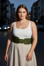 Plus Size Khaki Women's Belt Corset Style Three Buckle Waist-Emphasizing - SH618 - Image 5