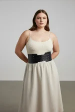 Plus Size Black Women's Belt Wide Corset Style Three Buckle - SH618 - Image 3