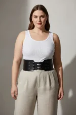 Plus Size Black Women's Belt Wide Corset Style Three Buckle - SH618 - Image 5