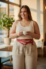 Plus Size Red Women's Belt with Multiple Straps, Chain and Ring Detail - SH621 - Image 5