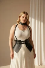 Plus Size Black Women's Leather Belt Neck Strap Corset Harness - SH622 - Image 8