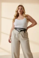 Plus Size Black Women's Belt with Multi-Layer Chain and Stud Detail - SH621