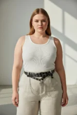 Plus Size Black Women's Belt with Multi-Layer Chain and Stud Detail - SH621 - Image 2