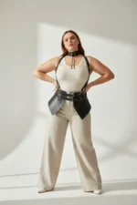 Plus Size Black Women's Leather Belt Neck Strap Corset Harness - SH622 - Image 2